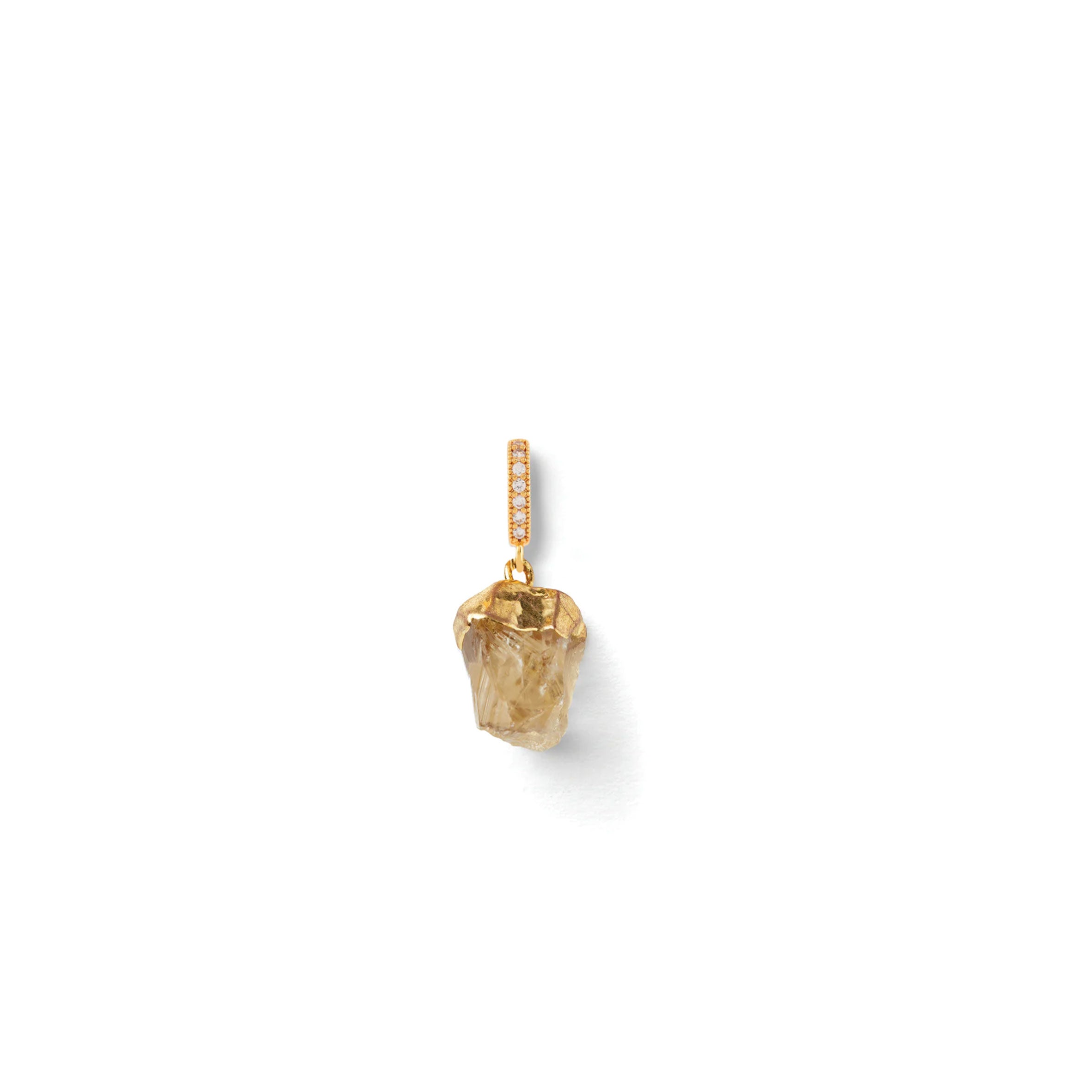 Citrine Pendant, Pave Connector Gold