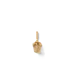 Citrine Pendant, Pave Connector Gold