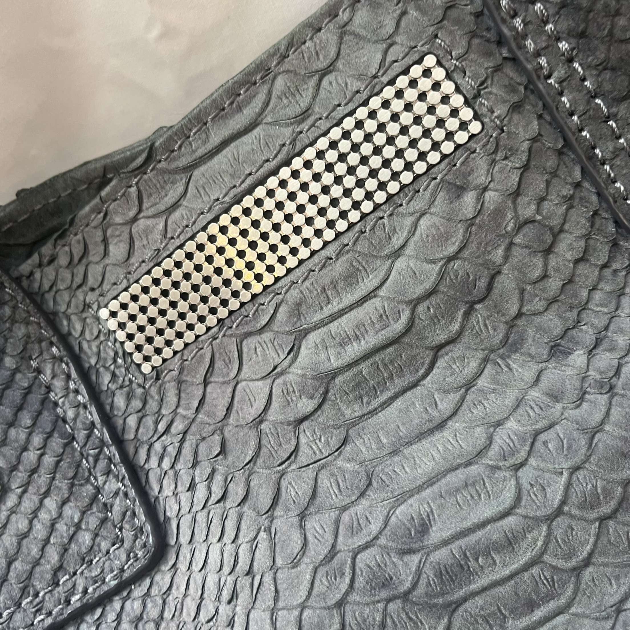 Clio Goldbrenner Charcoal Python Tote Bag