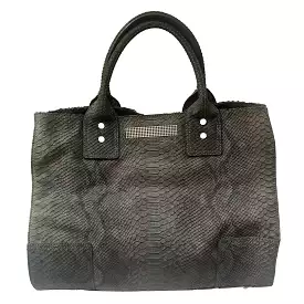 Clio Goldbrenner Charcoal Python Tote Bag