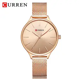 CURREN Fashion Rose Gold Women's Watch Minimalism Elegant Luxury Watch Waterproof Quartz