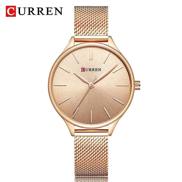 CURREN Fashion Rose Gold Women's Watch Minimalism Elegant Luxury Watch Waterproof Quartz