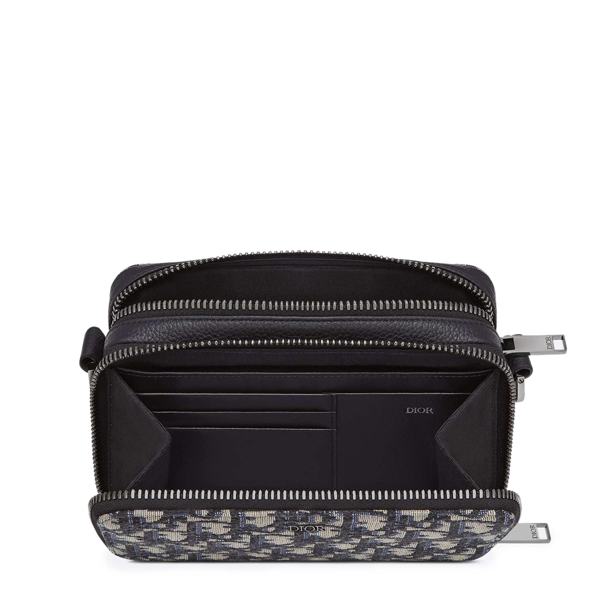 Dior Oblique Jacquard Pouch With Strap Beige Black