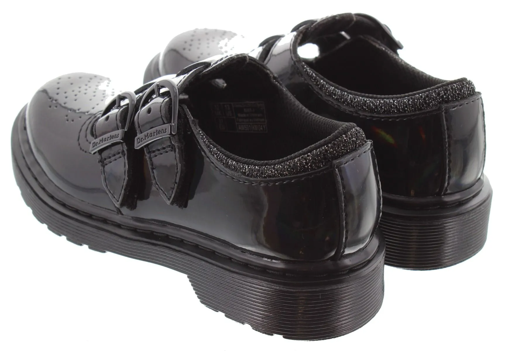 DR MARTENS Kids 8065 Mary Jane Velcro Shoes In Black Patent