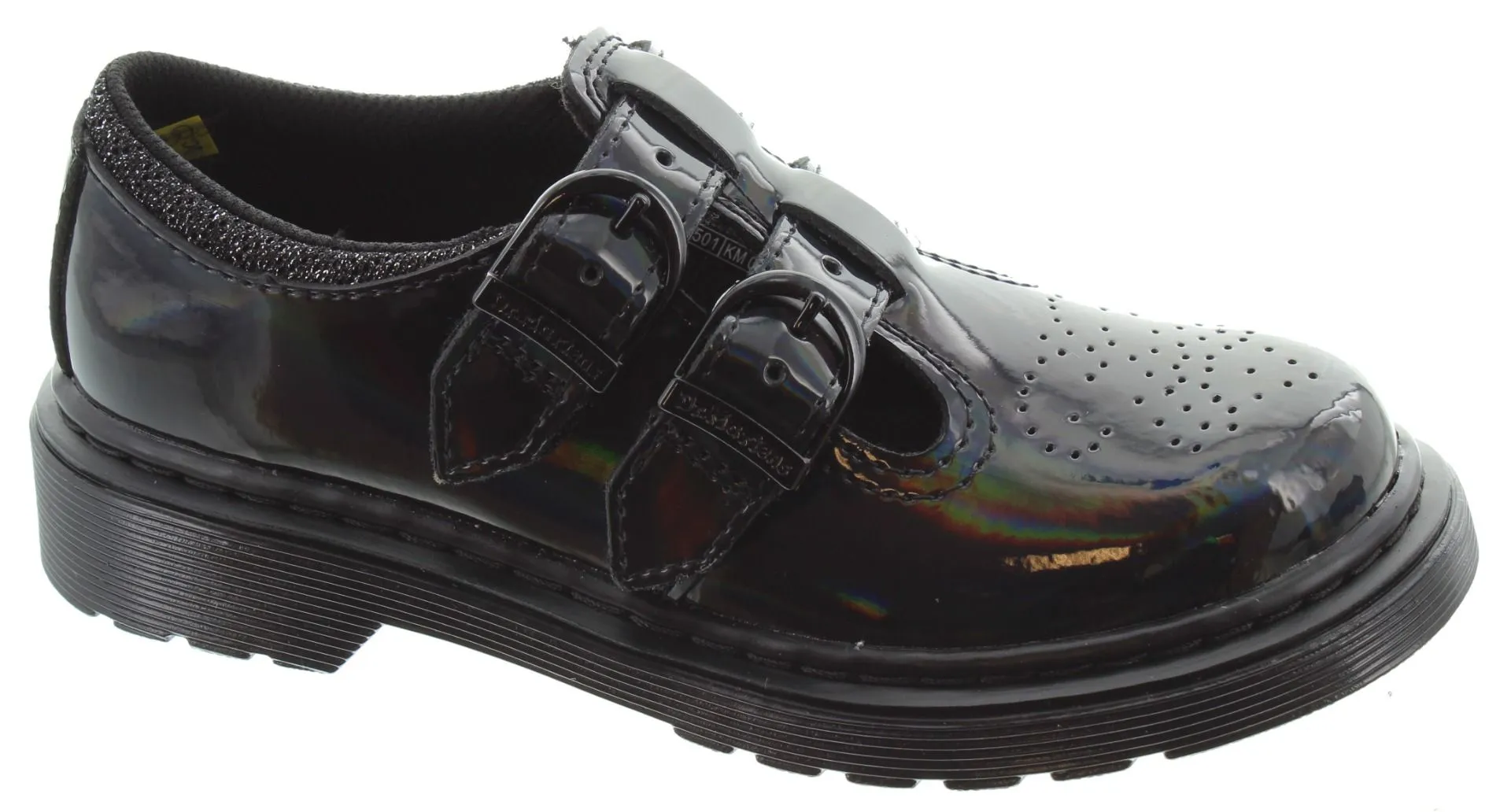 DR MARTENS Kids 8065 Mary Jane Velcro Shoes In Black Patent