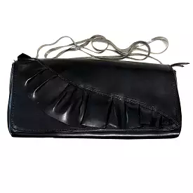 Dries Van Noten Black Frilled Leather Evening Bag