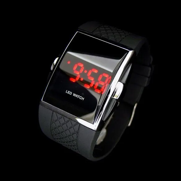 Durable Casual Cool Black Sports Watches for Men with LED Digital Display