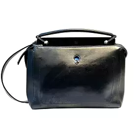 Fendi Black Leather Dot Com Shoulder Bag