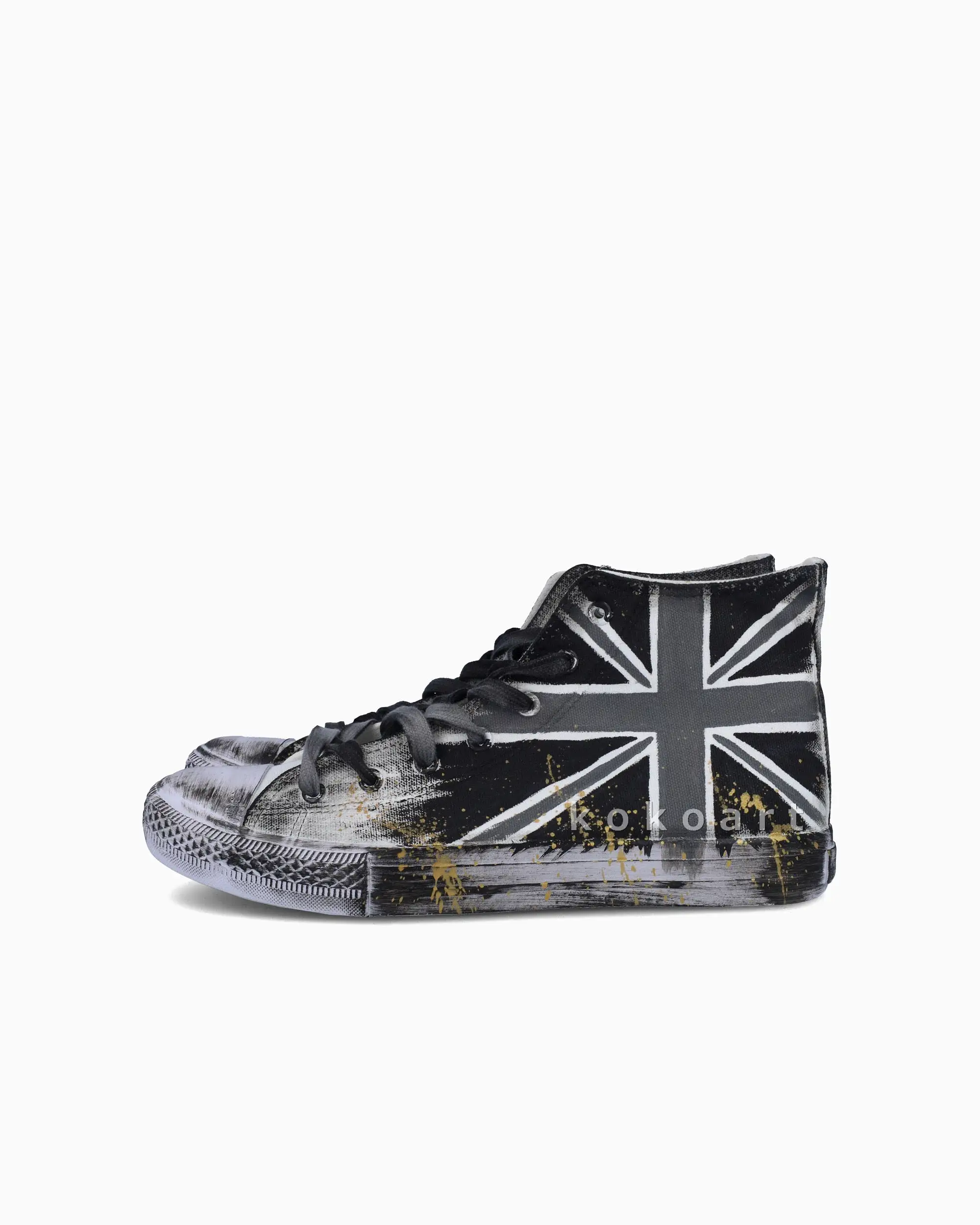 Flag Black & White Hand Painted Shoes