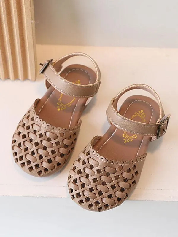 Flower Girl Shoes Khaki PU Leather Party Shoes For Kids