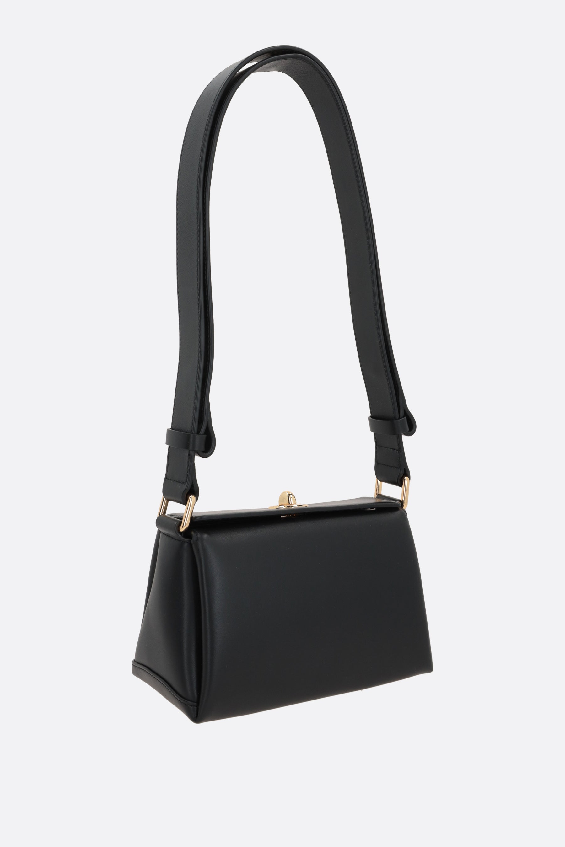 Folded mini smooth leather shoulder bag