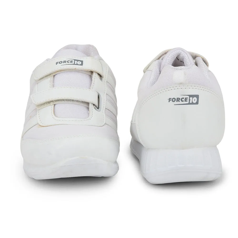 Force 10 Casual White Non Lacing Shoes For Kids 9906-90SV By Liberty