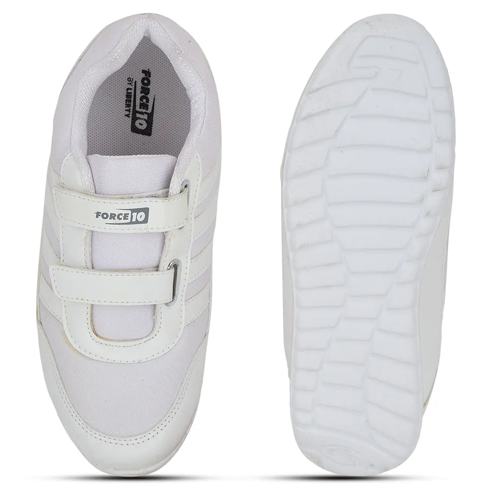 Force 10 Casual White Non Lacing Shoes For Kids 9906-90SV By Liberty