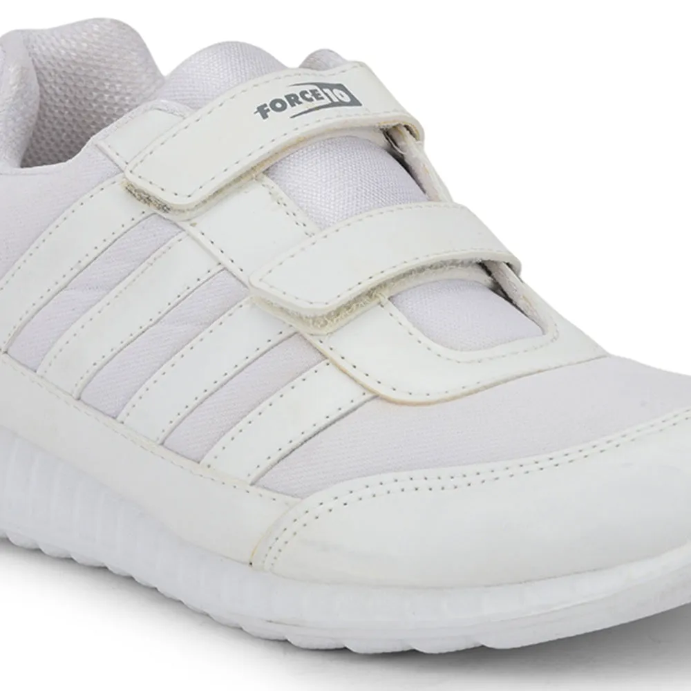 Force 10 Casual White Non Lacing Shoes For Kids 9906-90SV By Liberty