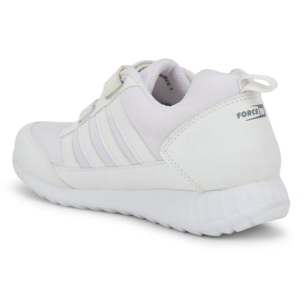 Force 10 Casual White Non Lacing Shoes For Kids 9906-90SV By Liberty