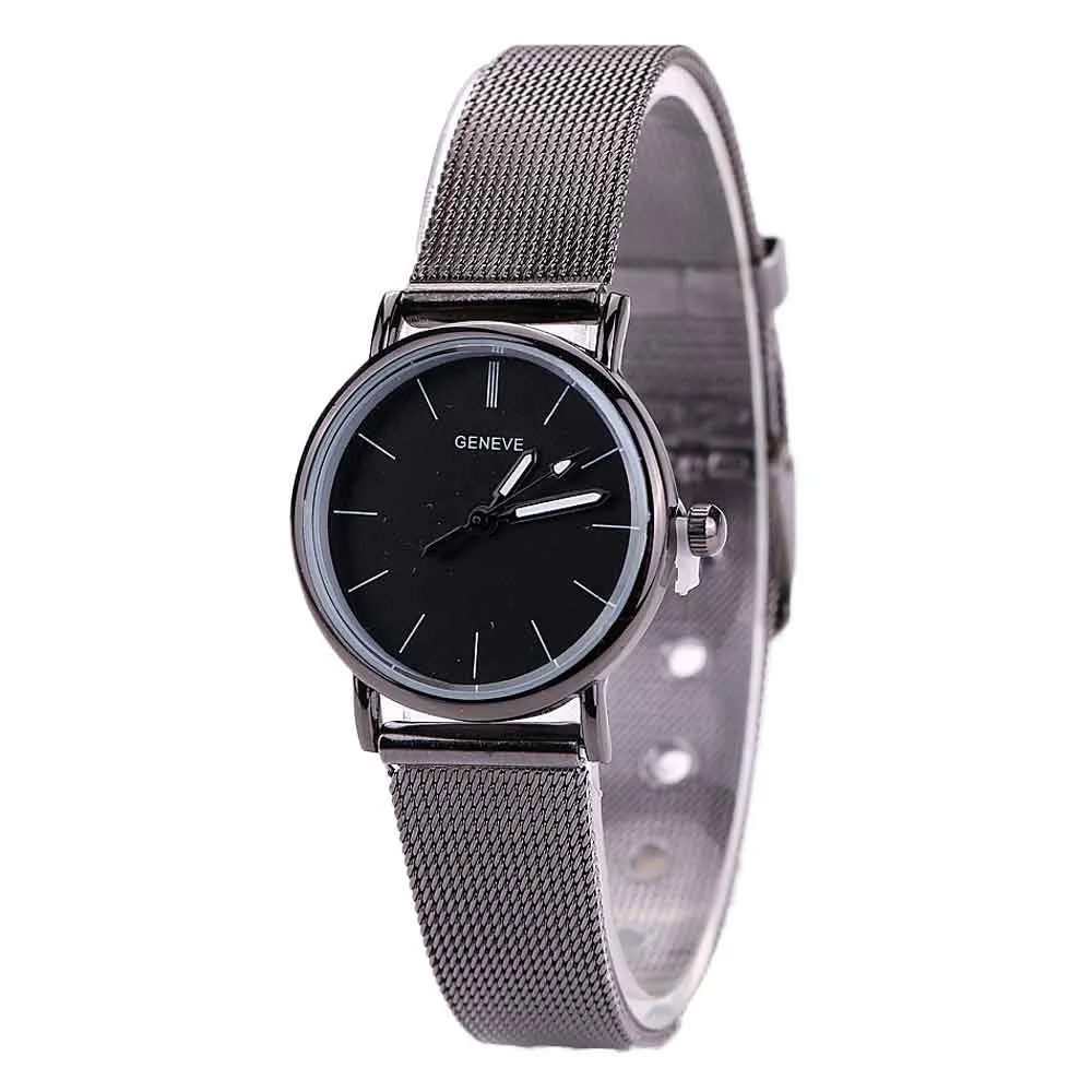 Geneva Women Watches Dress Clock Stainless Steel Mesh Band Quartz Wrist Watch Relogio Feminino Gift