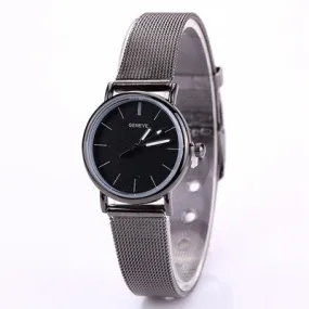 Geneva Women Watches Dress Clock Stainless Steel Mesh Band Quartz Wrist Watch Relogio Feminino Gift