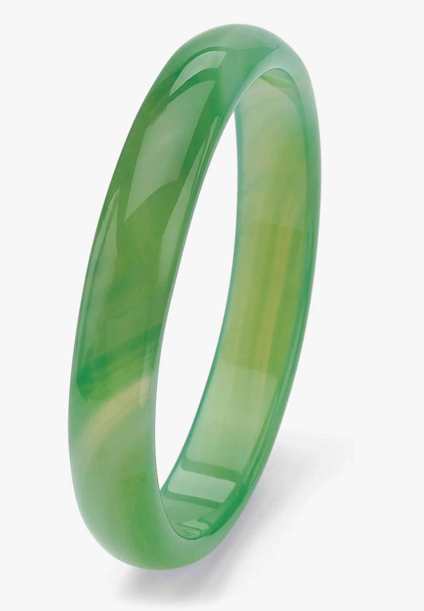 GENUINE GREEN AGATE BANGLE BRACELET (13M, 8.5 INCHES