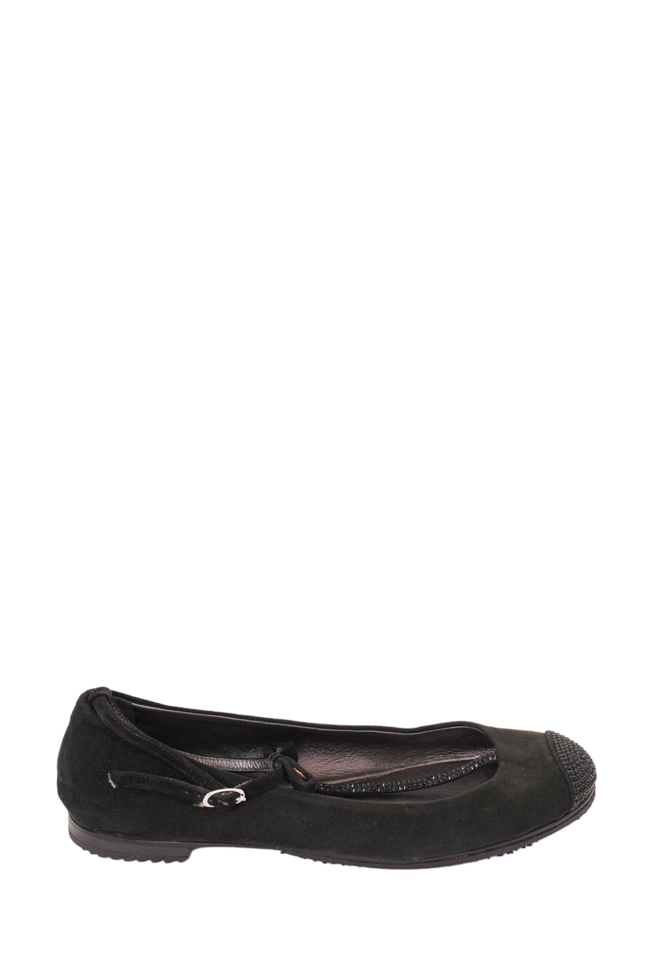 Giuseppe Zanotti Black Suede Crystal Embellished Ballet Flat Size 36