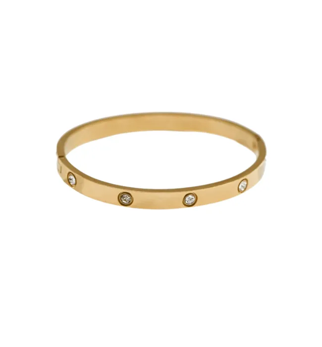 Gold Plated Stone Bracelet Bangle