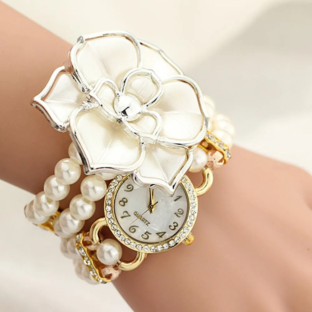 Gold Watch Imitate Pearl Luxury Bracelet Wrist Watches Women Dress Watch Quartz Clocks for Women Reloj