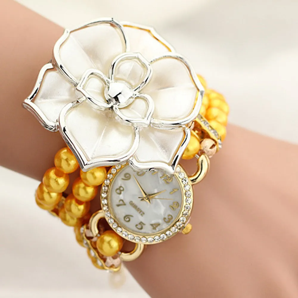 Gold Watch Imitate Pearl Luxury Bracelet Wrist Watches Women Dress Watch Quartz Clocks for Women Reloj