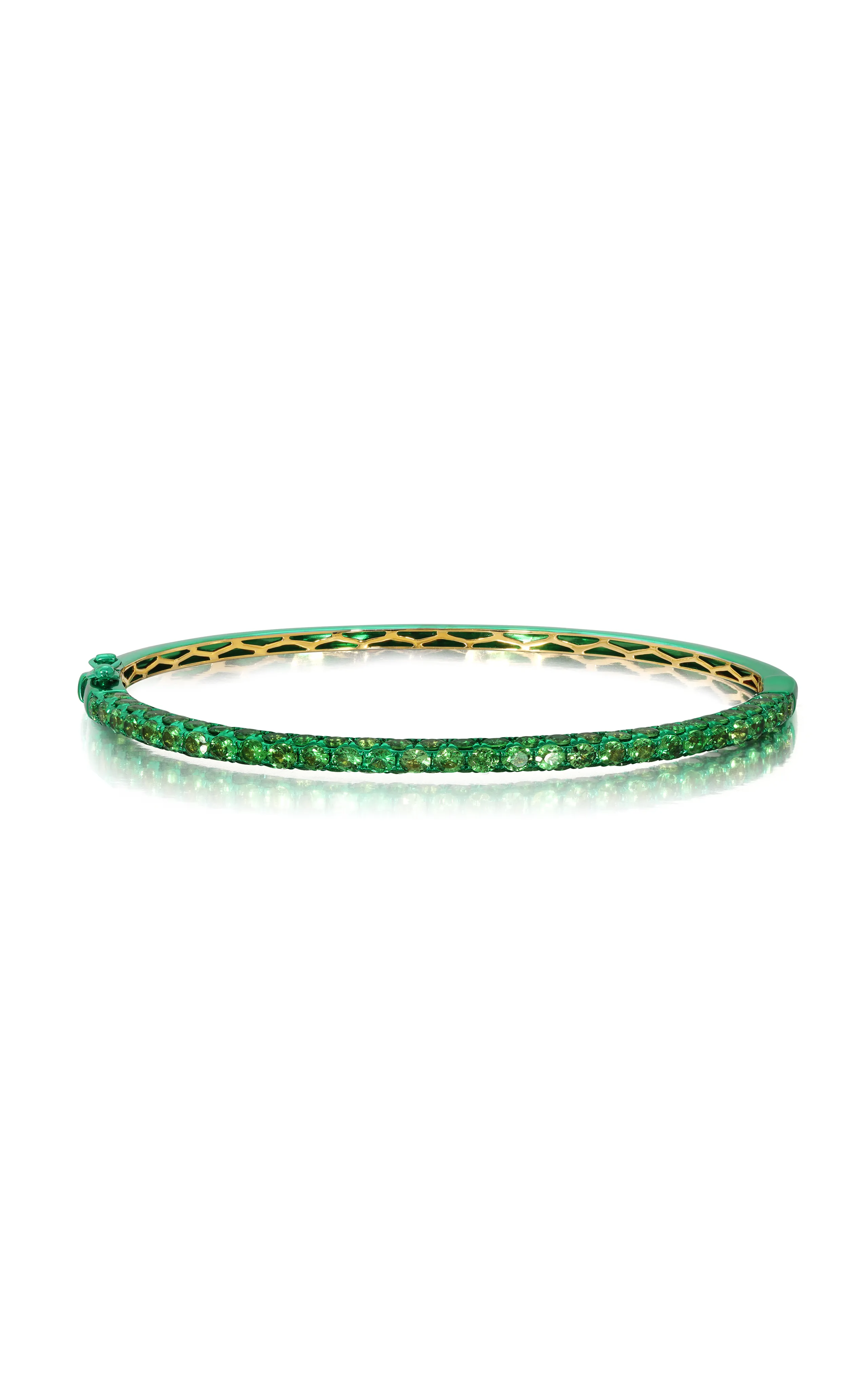 Graziela 18k Yellow Gold with Green Rhodium Tsavorite & Green Rhodium 3 Sided Bangle