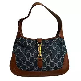 Gucci Small Denim GG & Tan Leather 1961 Jackie Shoulderbag