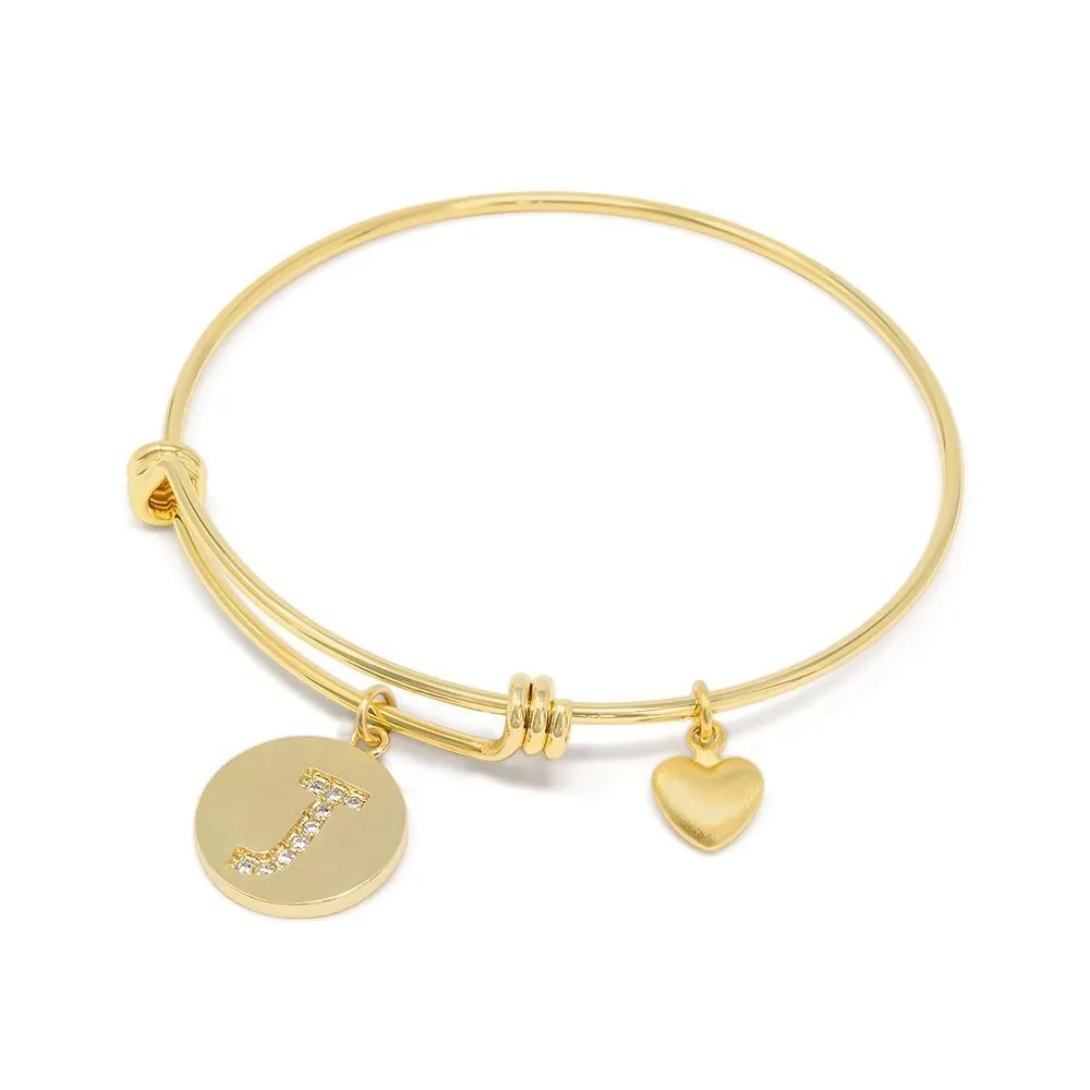 Handmade 20kt Gold Plated Crystal Initial Bracelet J