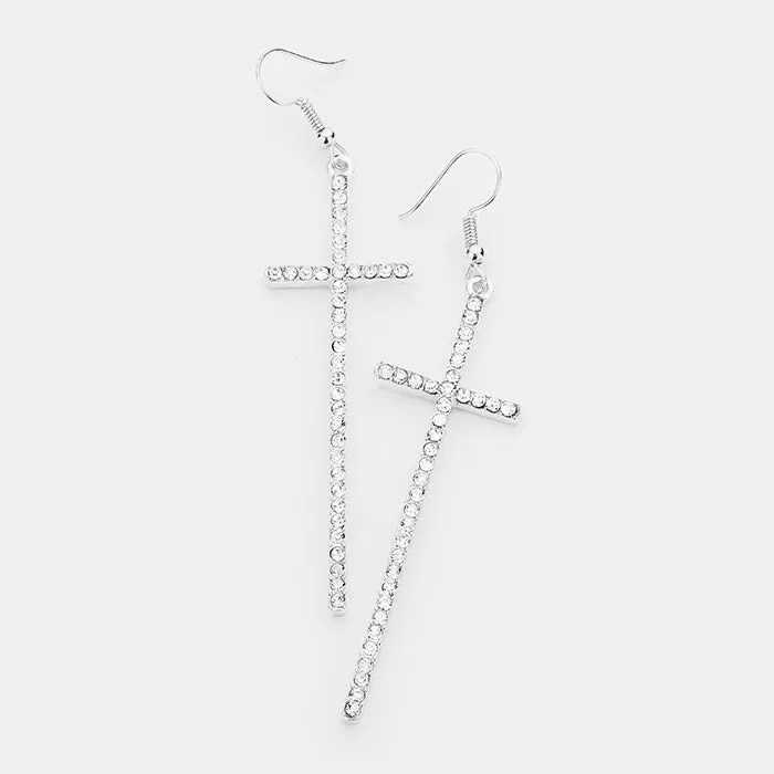 iLLASPARKZ Crystal Embellished Cross Dangle Earrings