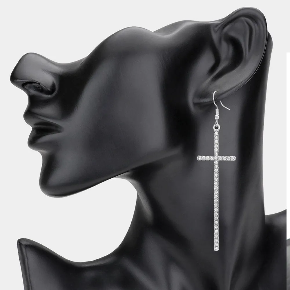 iLLASPARKZ Crystal Embellished Cross Dangle Earrings