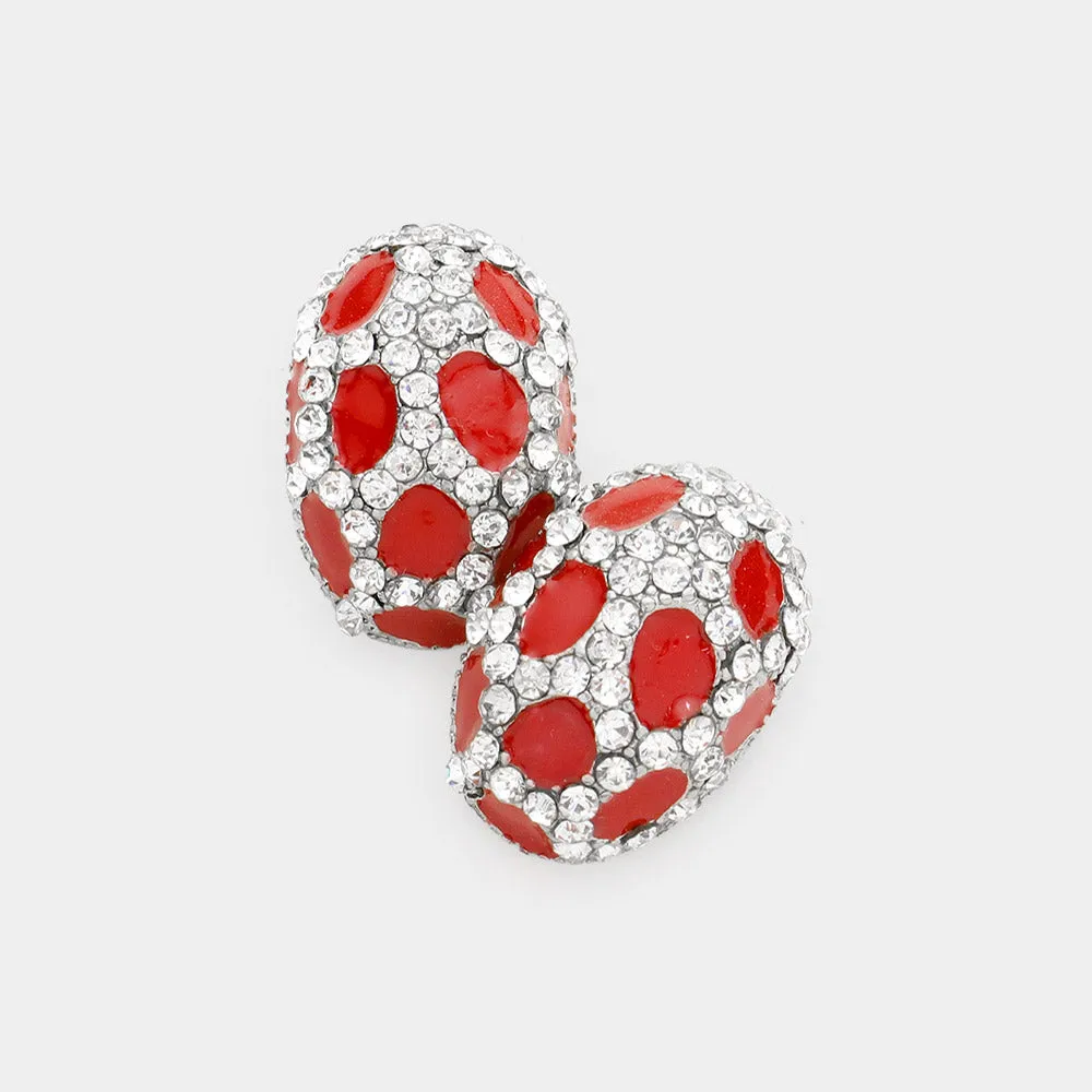 iLLASPARKZ Patterned Crystal Enamel Oval Stud Earrings