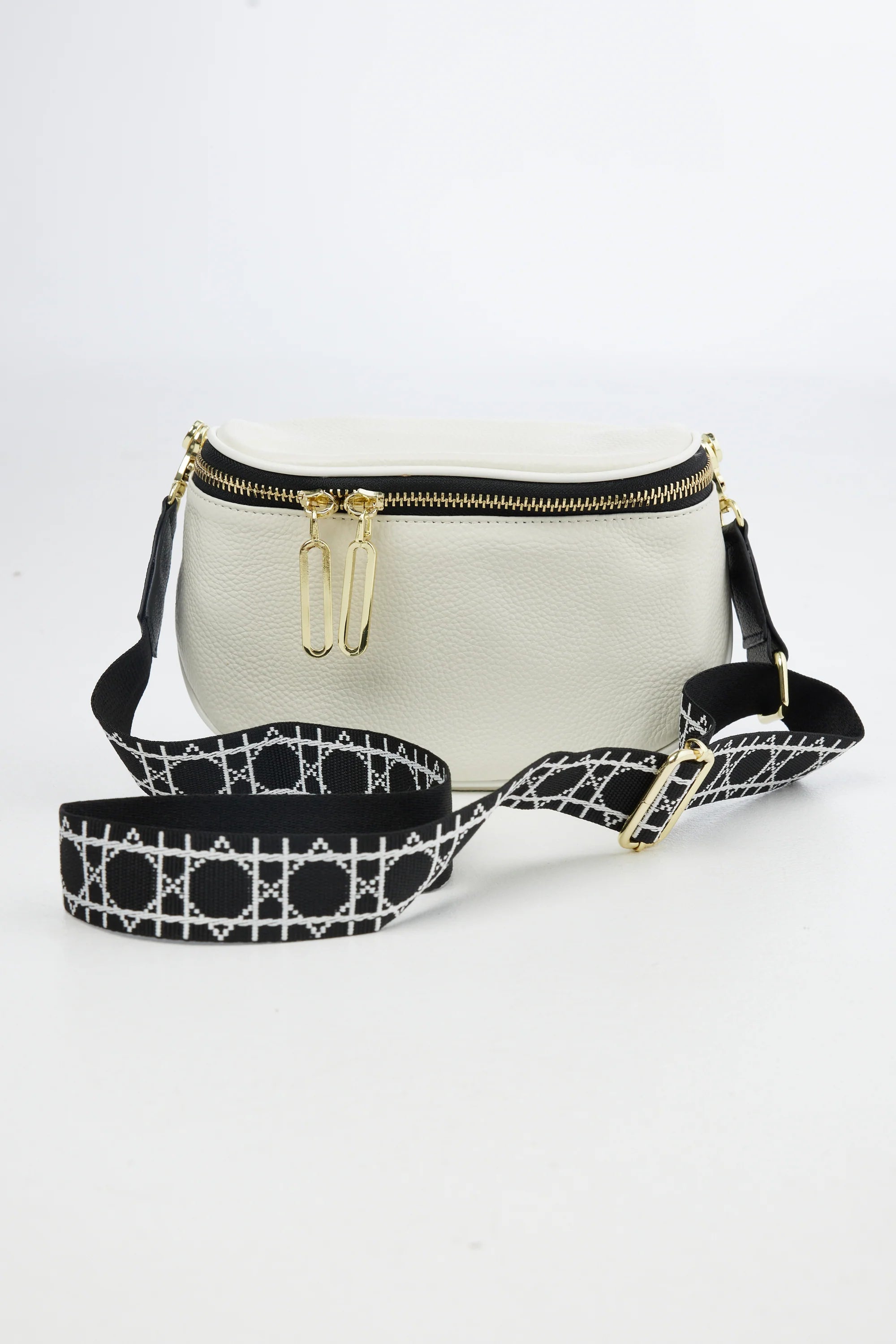 Kensington Pouch Bag - White + Geo