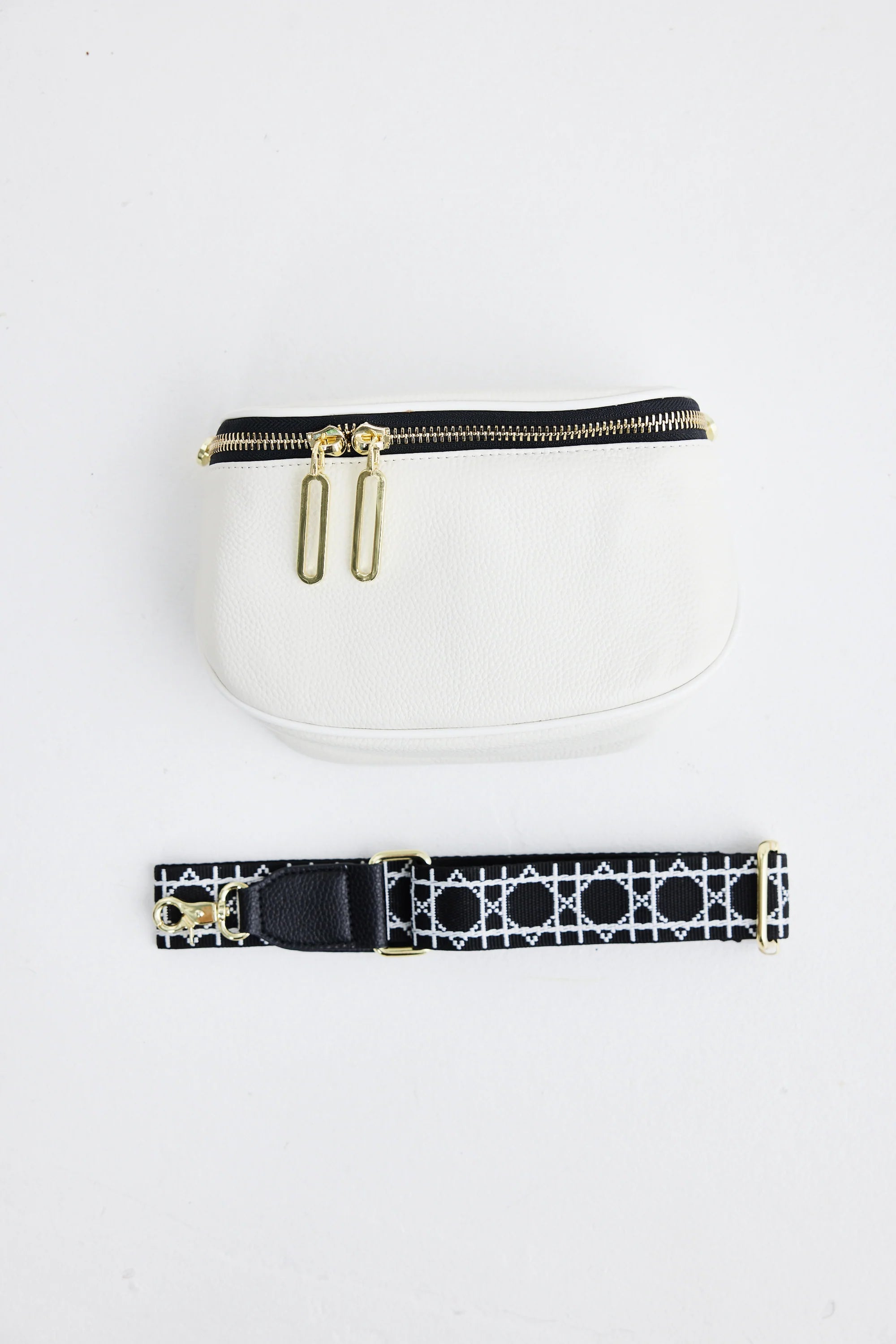 Kensington Pouch Bag - White + Geo