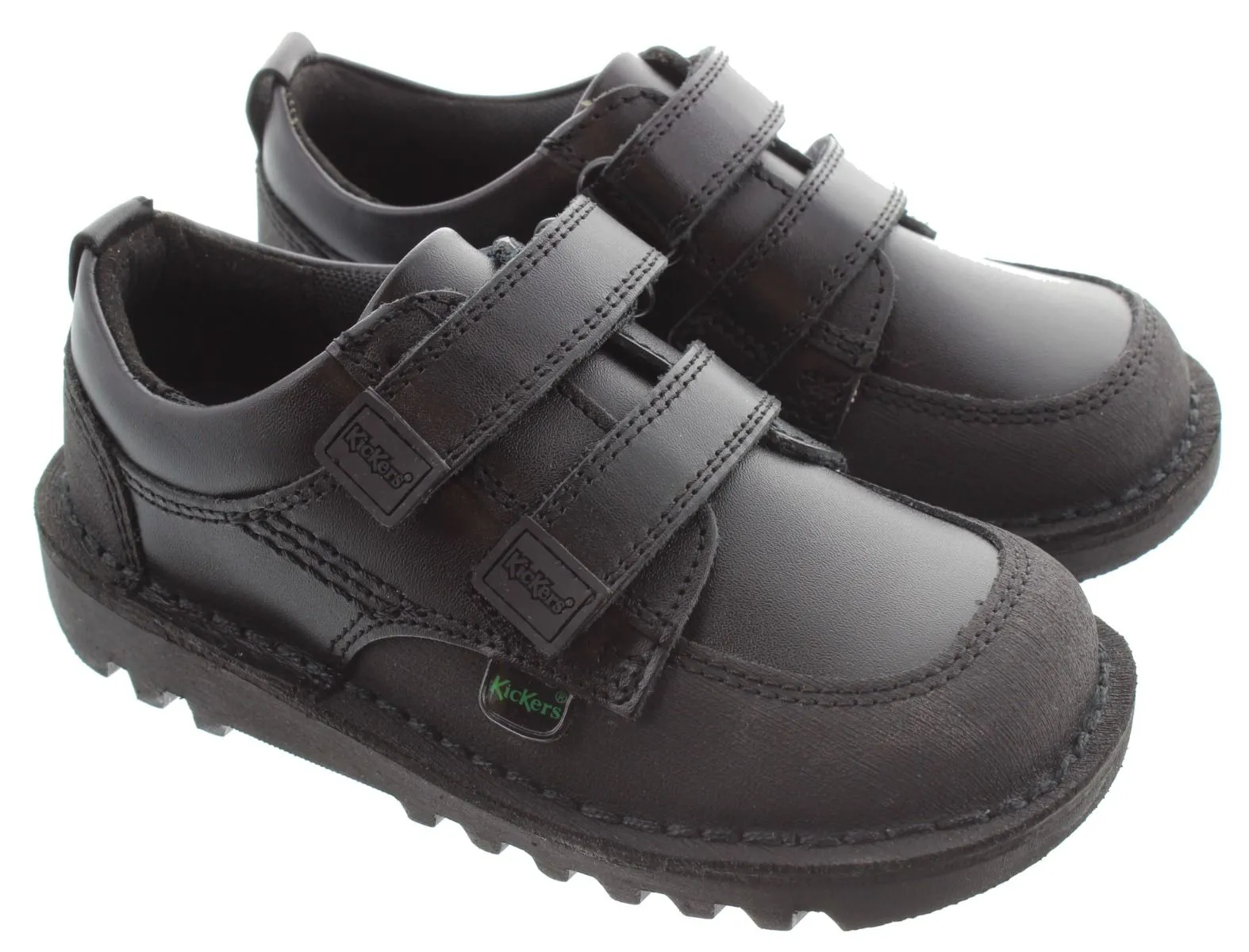 KICKERS Kids Kick Scuff Twin Velcro Shoes In Black