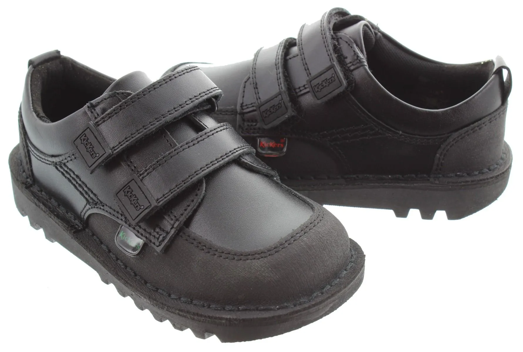 KICKERS Kids Kick Scuff Twin Velcro Shoes In Black