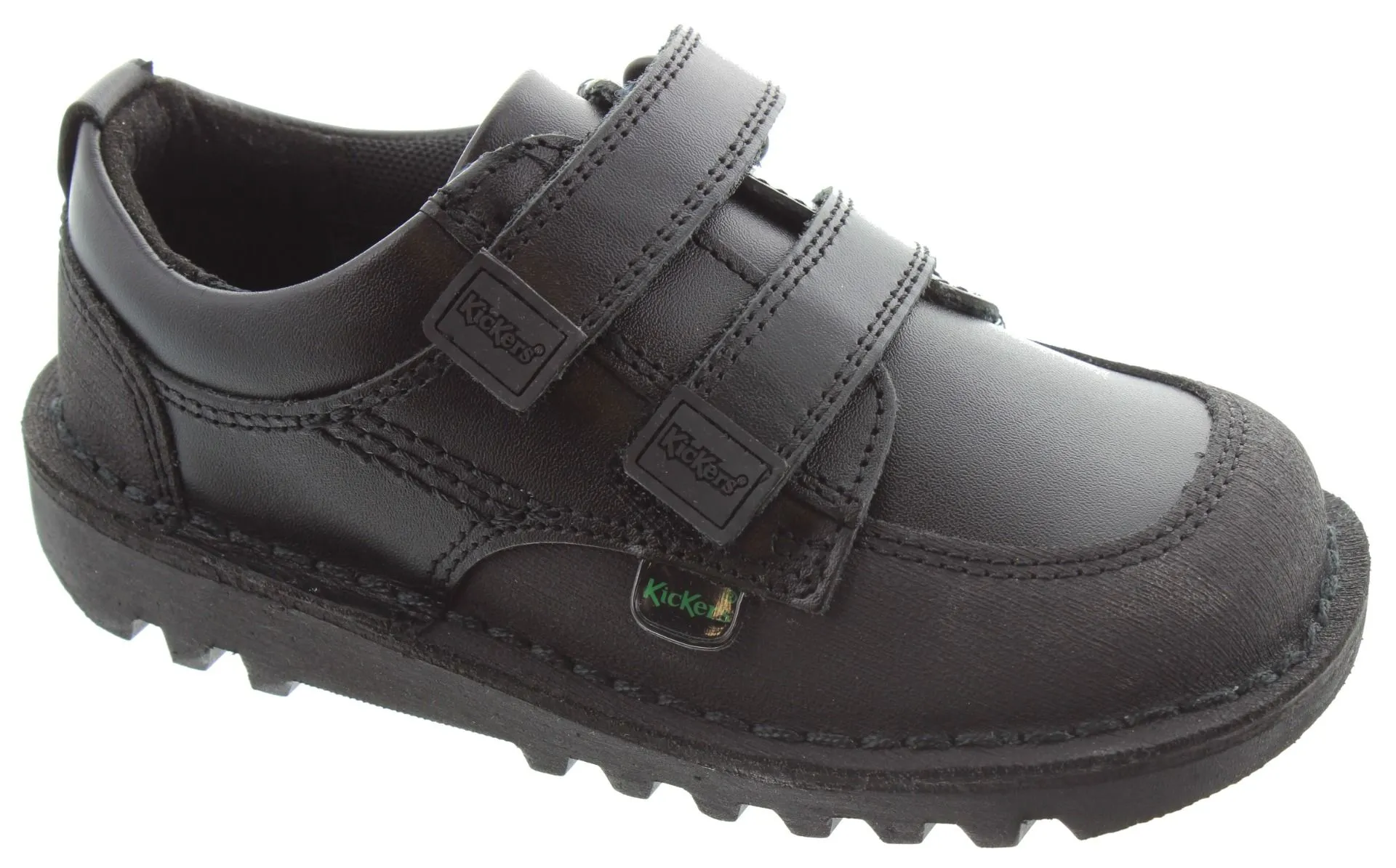 KICKERS Kids Kick Scuff Twin Velcro Shoes In Black