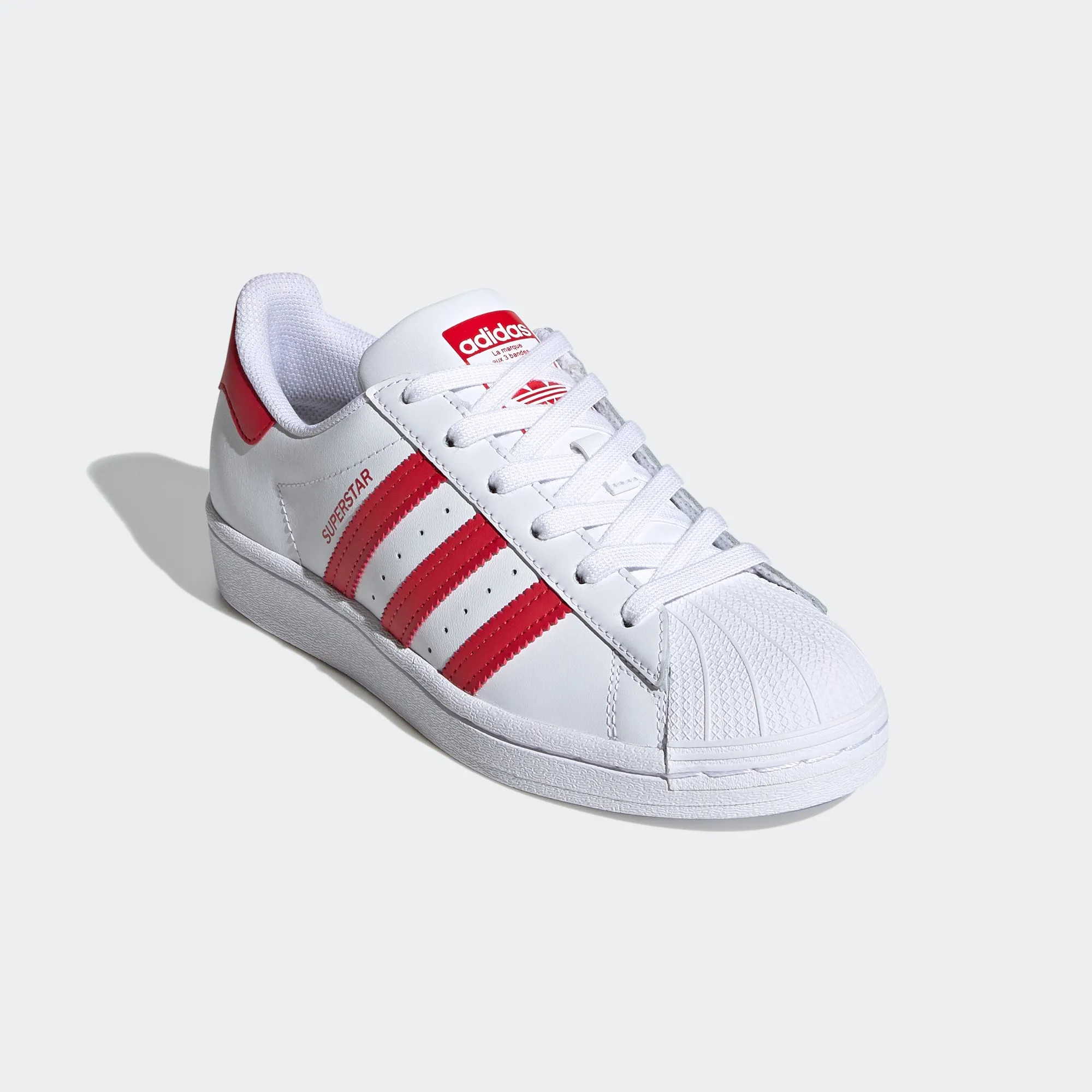 Kids' adidas Originals Superstar Shoes White Scarlet