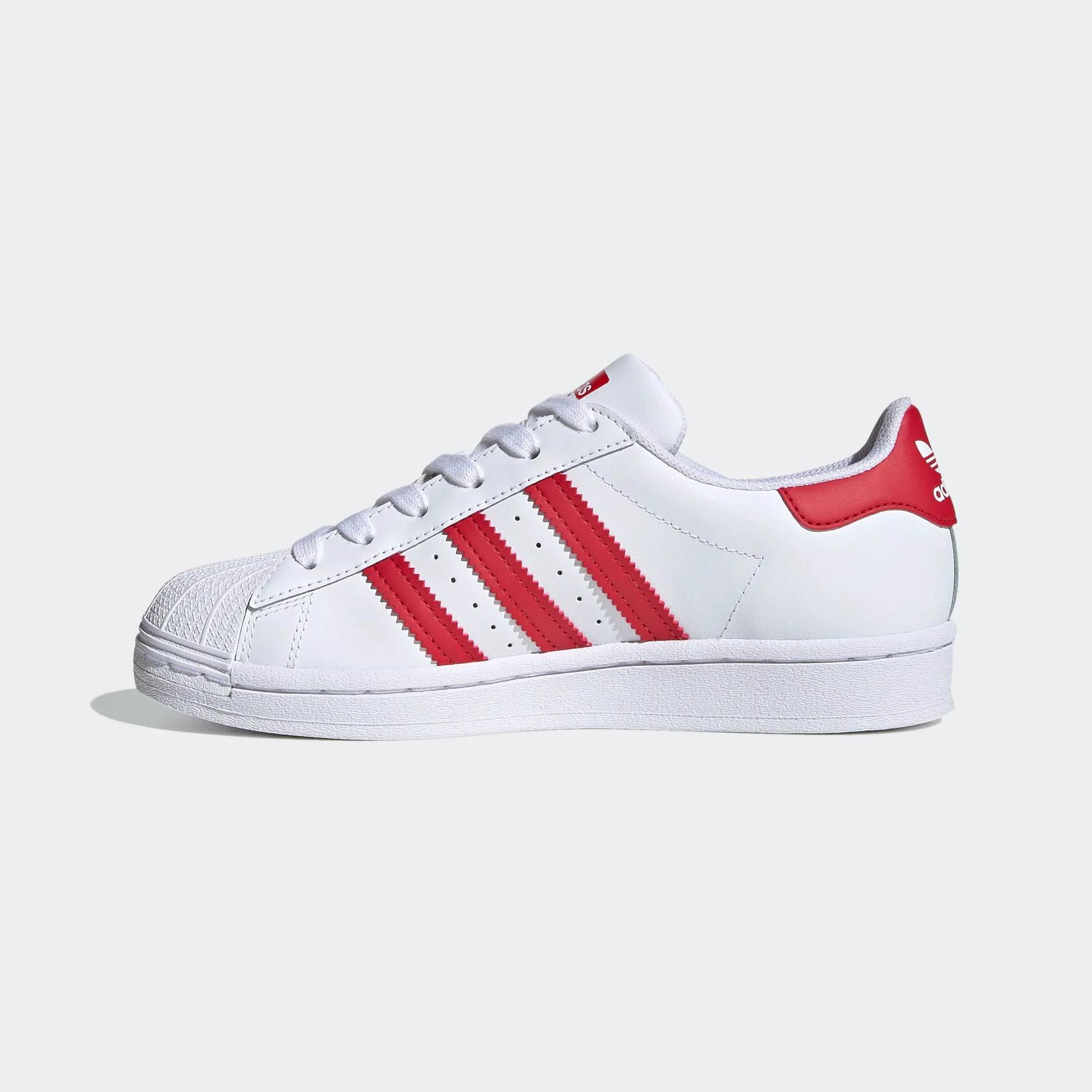 Kids' adidas Originals Superstar Shoes White Scarlet