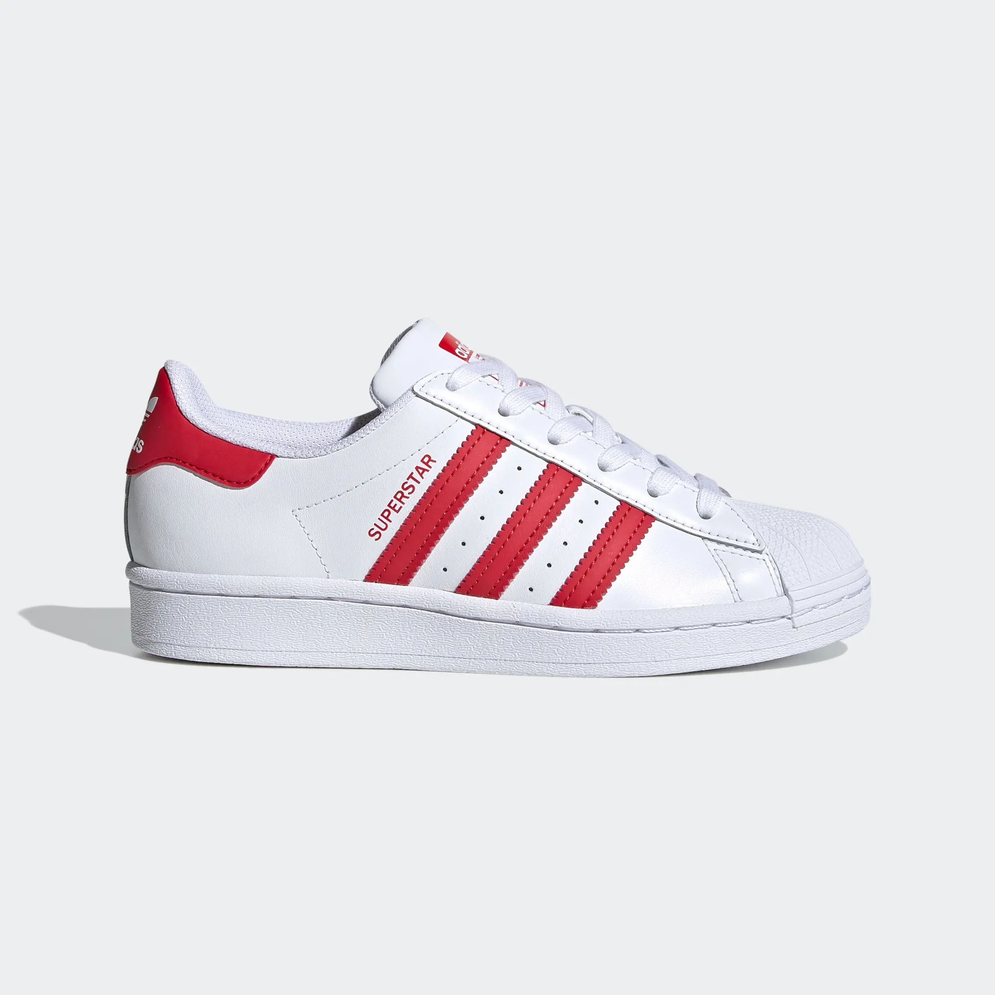 Kids' adidas Originals Superstar Shoes White Scarlet