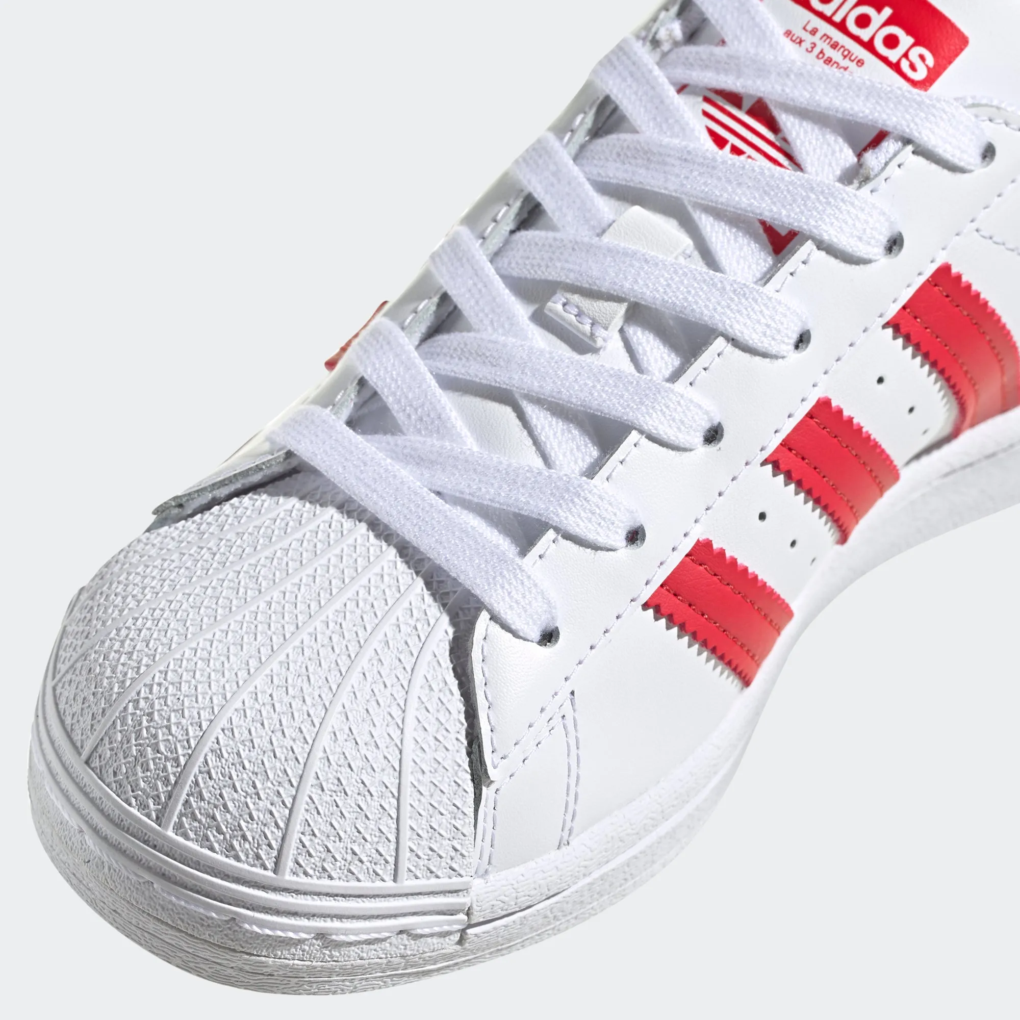 Kids' adidas Originals Superstar Shoes White Scarlet