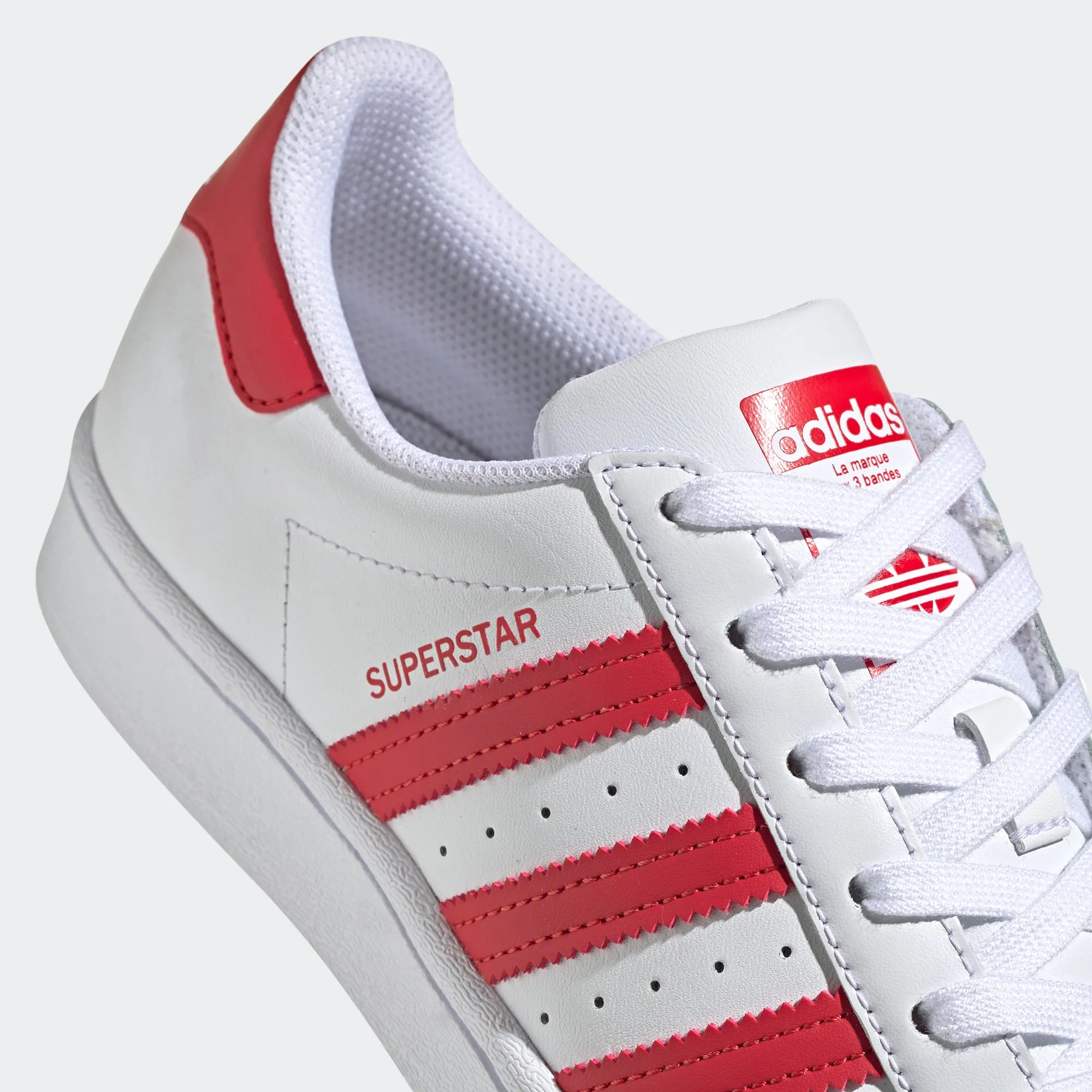 Kids' adidas Originals Superstar Shoes White Scarlet