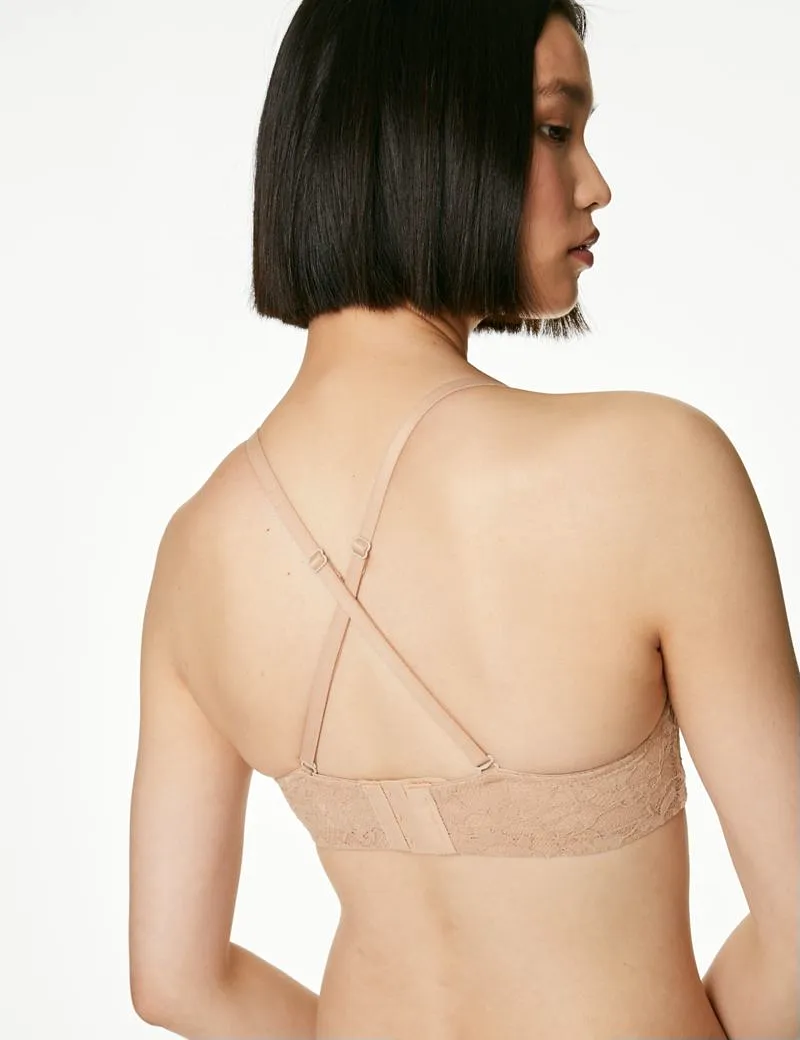 Lace Wired Strapless Bandeau Bra A-E