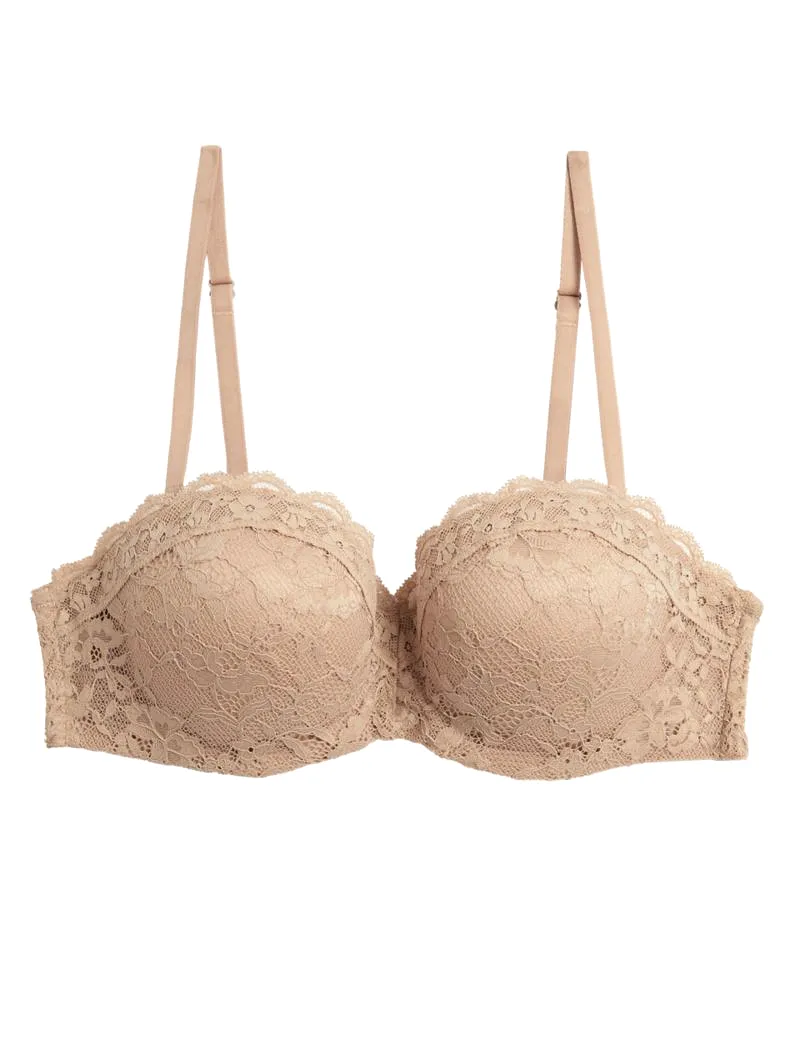 Lace Wired Strapless Bandeau Bra A-E