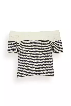 Lawrence Knit Top in Maritime Blue/Cream