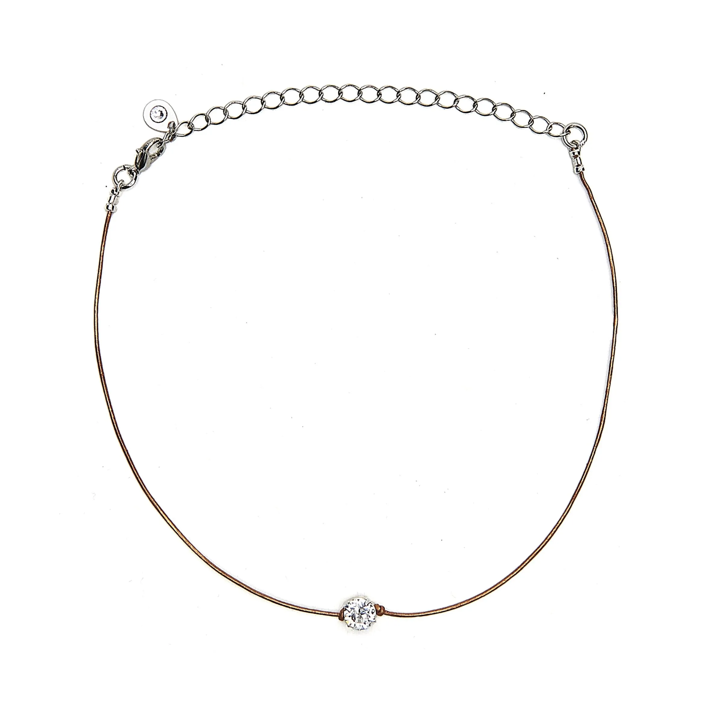 Leather Swarovski Crystal Choker