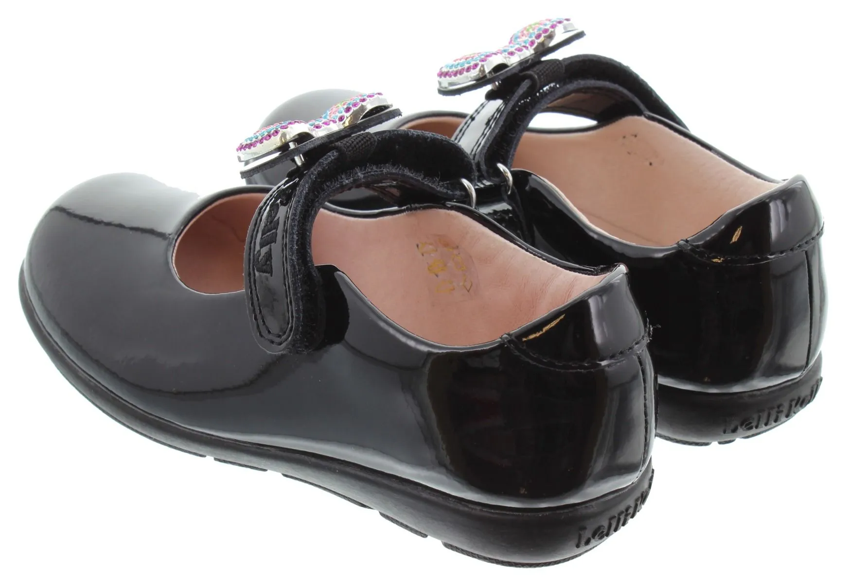 LELLI KELLY Kids LK8156 G Width Erin Bow Bar Shoes In Black Patent