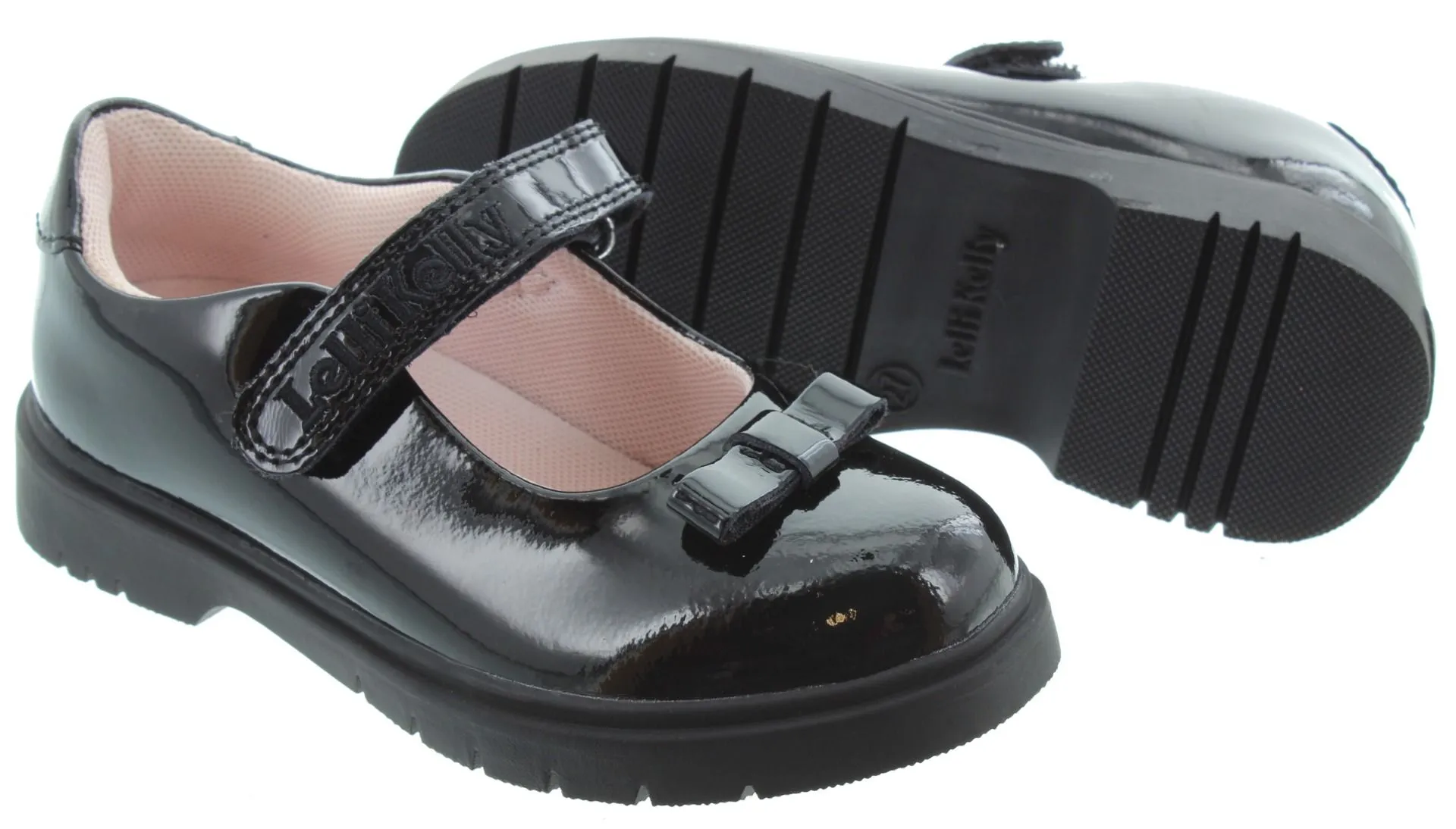 LELLI KELLY Kids LK8506 Jolie Bow Bar Shoes In Black Patent