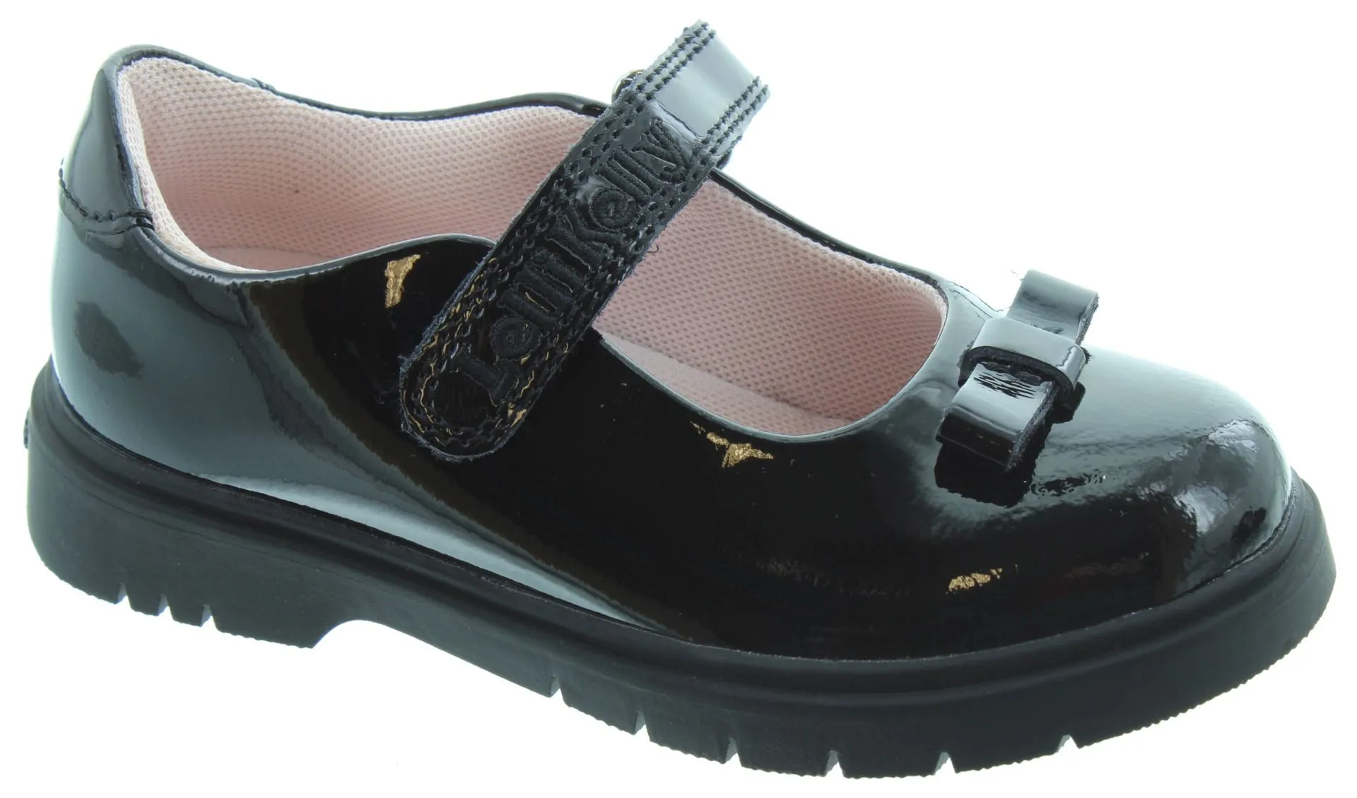 LELLI KELLY Kids LK8506 Jolie Bow Bar Shoes In Black Patent