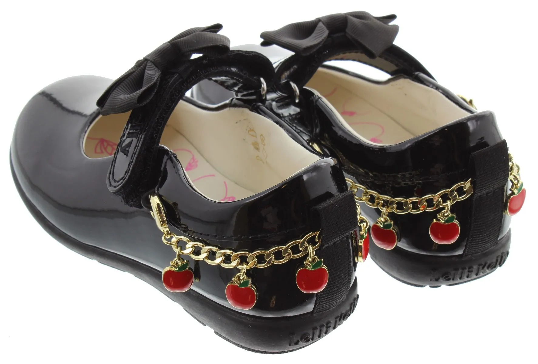 LELLI KELLY Kids LK8719 F Width Apple Bracelet Bar Shoes In Black Patent